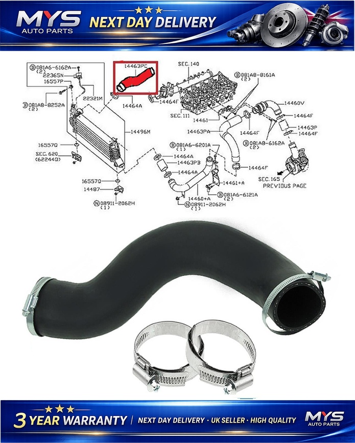 Turbo Intercooler Hose Pipe - NISSAN Navara Pathfinder 2.5 Dci - OEM 14463EC02A